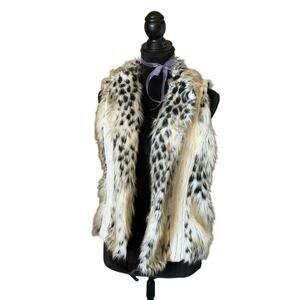 Faux Fur Indie Sleaze Vest – Knit & Leopard Trim Grunge Layering Piece (XL)